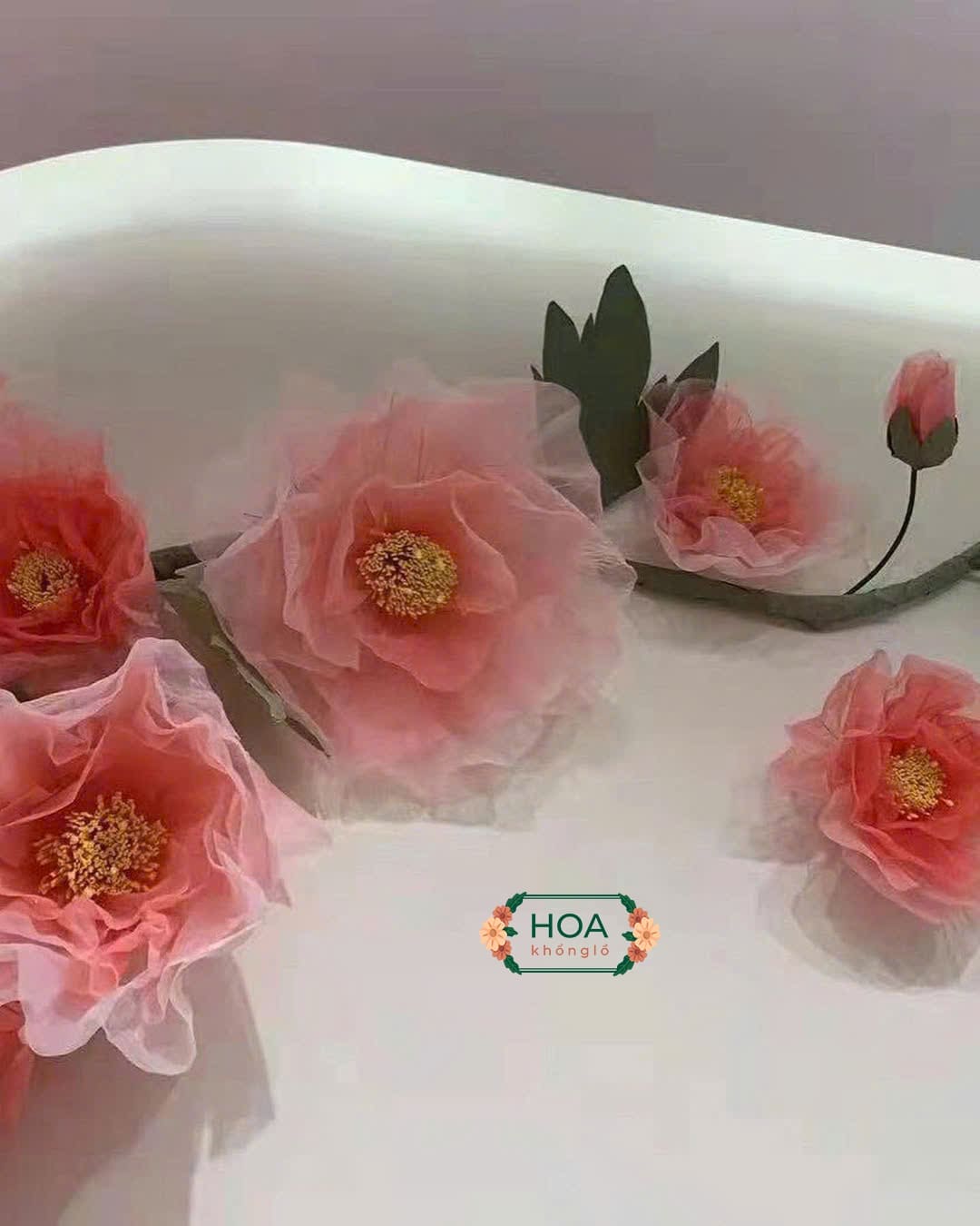 ComBo 5 đầu bông hoa dán tường trang trí vải voan XH039 19 Sản phẩm được ứng dụng rộng rãi trong nhiều không gian khác nhau