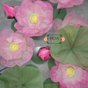 Set 5 Đầu hoa sen vải voan khổng lồ thủ công XH044 | Cao 170cm