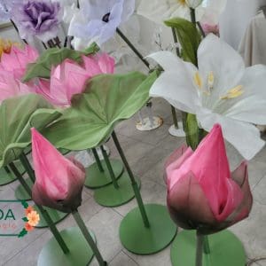 Set 5 Đầu hoa sen vải voan khổng lồ thủ công XH044 | Cao 170cm 12 Set 5 Đầu hoa sen vải voan khổng lồ thủ công XH044 | Cao 170cm - Ảnh 3