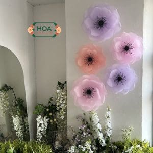 ComBo 5 đầu bông hoa dán tường trang trí vải voan XH039