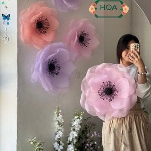 ComBo 5 đầu bông hoa dán tường trang trí vải voan XH039 11 ComBo 5 đầu bông hoa dán tường trang trí vải voan XH039 - Ảnh 3