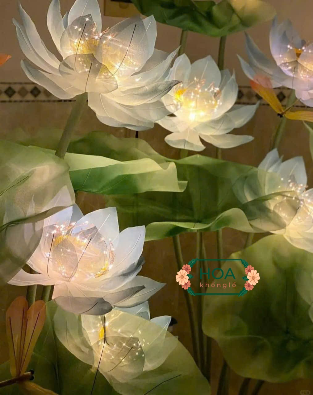 Sét hoa sen khổng lồ vải voan có đèn led XH028 6 Sét hoa sen khổng lồ vải voan có đèn led XH028 - Ảnh 2