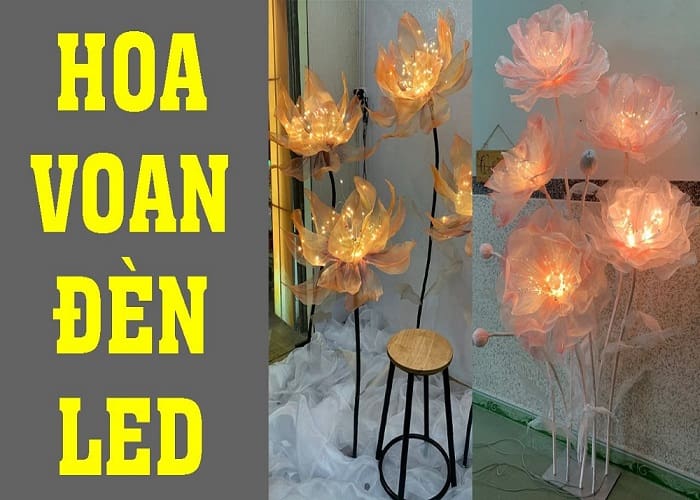 Cây hoa bằng vải Voan có đèn điện – Xu hướng trang trí hiện đại