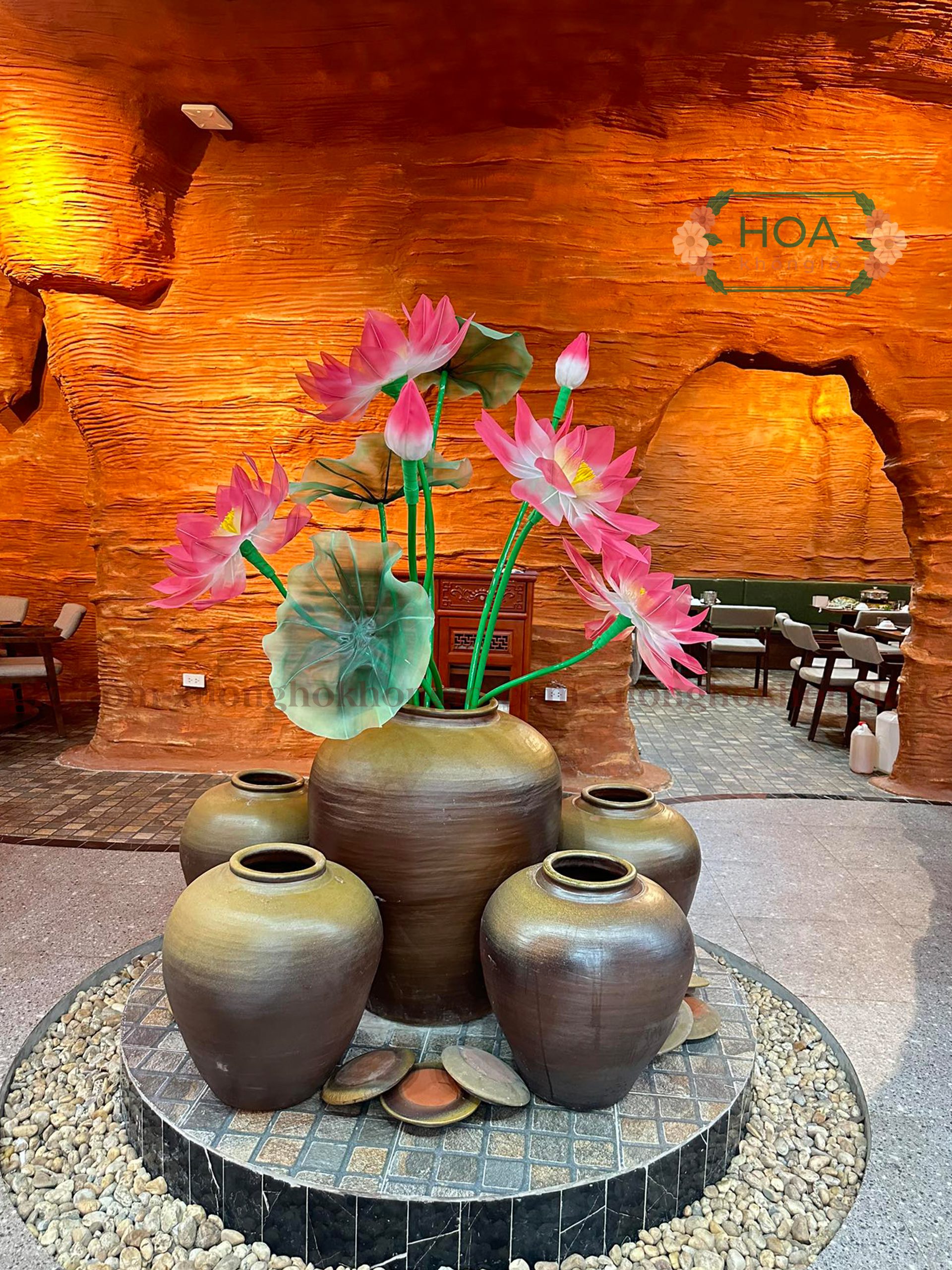 Hoa Sen Hồng Khổng lồ bằng vải Voan HC107
