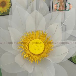 Hoa sen trắng khổng lồ bằng vải Voan HC109 16 Hoa sen trắng khổng lồ bằng vải Voan HC109 - Ảnh 6