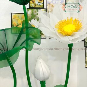 Hoa sen trắng khổng lồ bằng vải Voan HC109 14 Hoa sen trắng khổng lồ bằng vải Voan HC109 - Ảnh 4